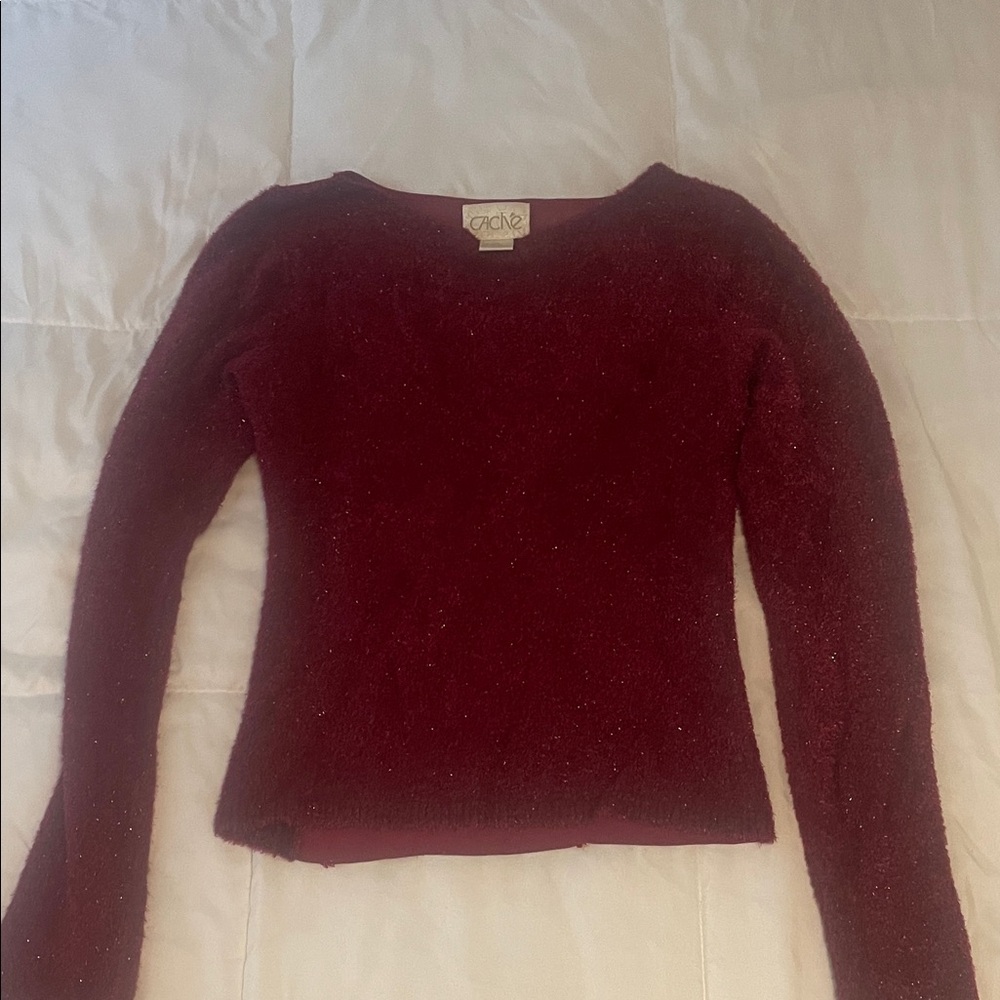 Cache’s Maroon Fuzzy Sweater
